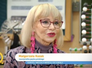 Polonistka XXIII LO Małgorzata Kozak w programie „Back to school. Prawdziwy egzamin.”